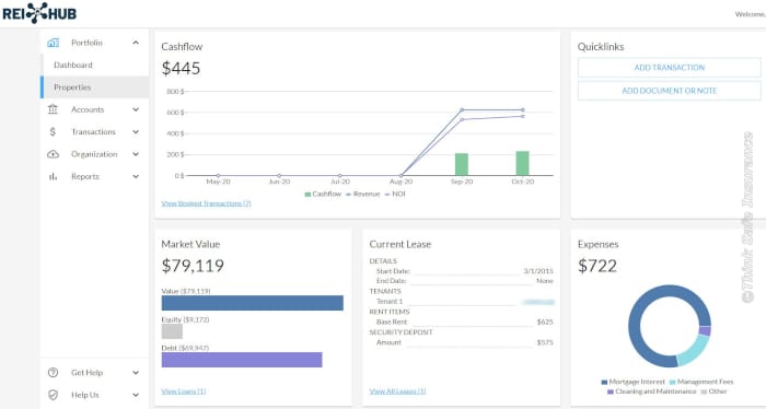 REI Hub Individual Property Dashboard - © Florida Landlord Insurance