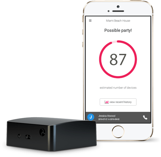 Party Squasher System - sensor and app.  Use code THINKSAFE25 to save $25