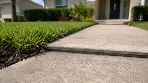 Uneven concrete walkway slab at a Florida rental property representing premises liability and slip and fall trip hazards for landlords